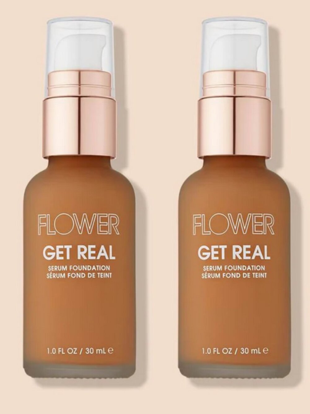 2pc FLOWER Beauty Get Real Serum Foundation – Caramel (M5) 1oz